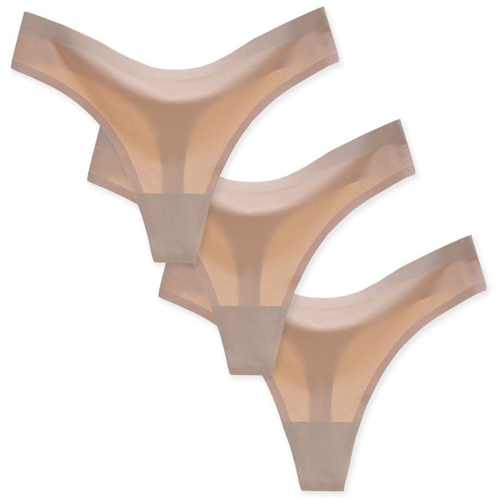 CHROME CRANE Seamless L3S06 Women's T-Back 3-Piece Set, (09. Beige, 3-Piece Set)