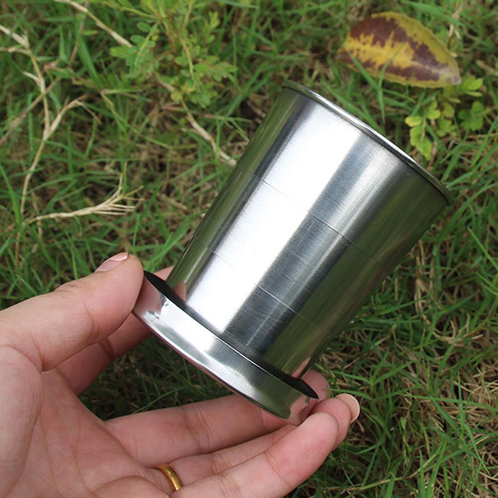 Stainless Steel Outdoor Travel Folding Cup Portable Collapsible Mug for Camping Hiking