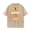 Vintage Washed Black Ferrari F1 Racing T Shirt Oversized Short Sleeve Tee Retro Motorsport Sponsor Logo Print Casual Streetwear Loose Top