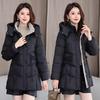 Women's Mid-Length Hooded Lace Pocket Down Jacket - 2025 Winter Slim Fit White Duck Down Coat