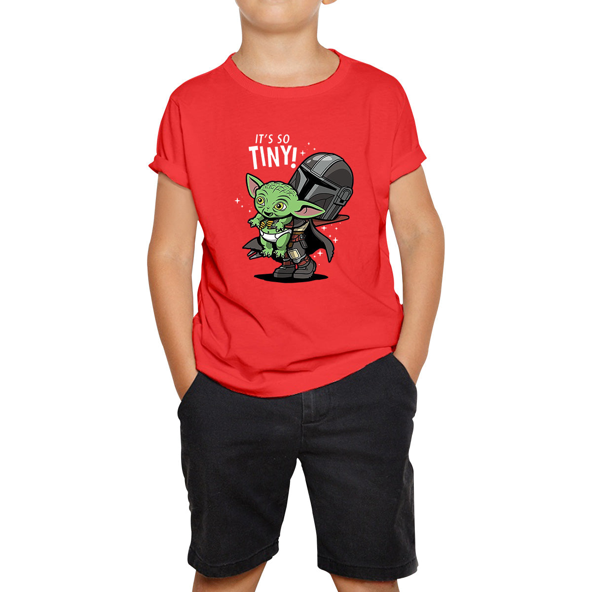 It s So Tiny! The Mandalorian Holding Grogu Yoda s species Star Wars Mando And Baby Yoda Star Wars Day 46th Anniversary Kids T Shirt 150