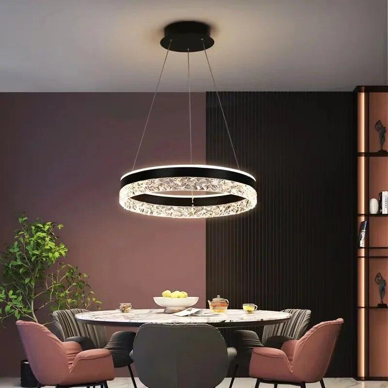 Modern Minimalist Ring Led Pendant Lights Dimmable for Table Dining Living Room Bedroom Chandelier Decor Indoor