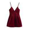 2024 Autumn/Winter European & American Velvet V-Neck Spaghetti Strap Dress for Women
