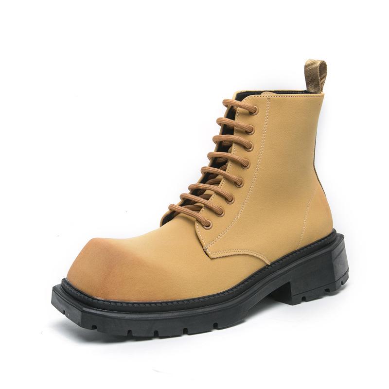 2024 British Retro Plus Size Men's High-top Martin Boots - Autumn/Winter Casual Trendy Height-boosting Leather Boots