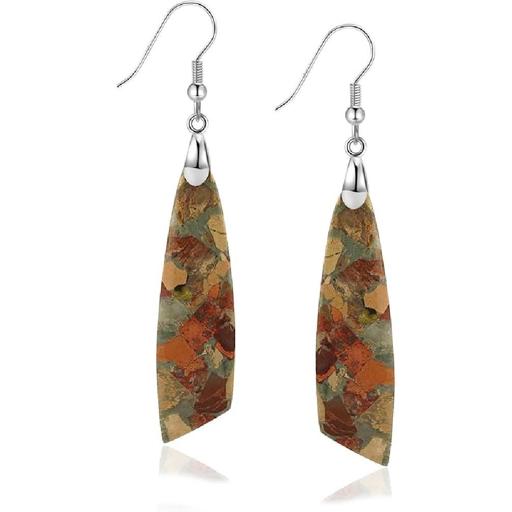 Jasper Stone Earrings for Women Trendy Dangle Earrings Fishhook Drop Earrings