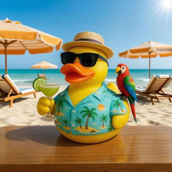 Tropical Jimmy Buffett Parrot Duck Ornament Island Vibes Decor Colorful