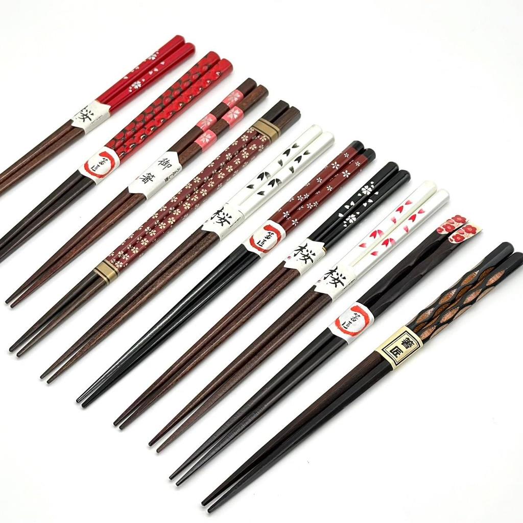 Yamaya Lacquerware: Set of 10 Wooden Lacquered Chopsticks, Stylish and Cute, Pair, 2024