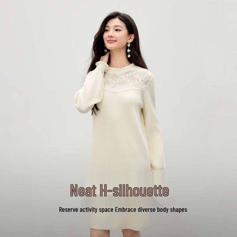 

Qiusbiyiren Elegant Semi-Turtleneck Lantern Sleeve Dress M