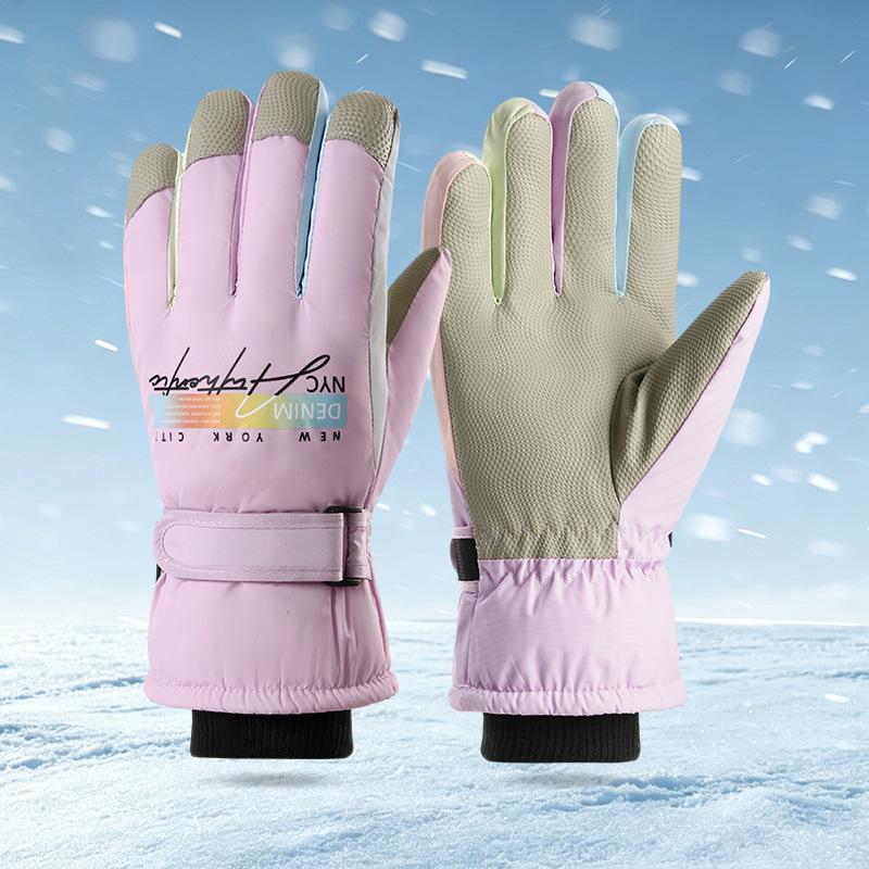 Ski Gloves Women's Winter Fleece Thickened Warm Touch Screen Windproof Water-proof Outdoor Sports Cycling Gloves