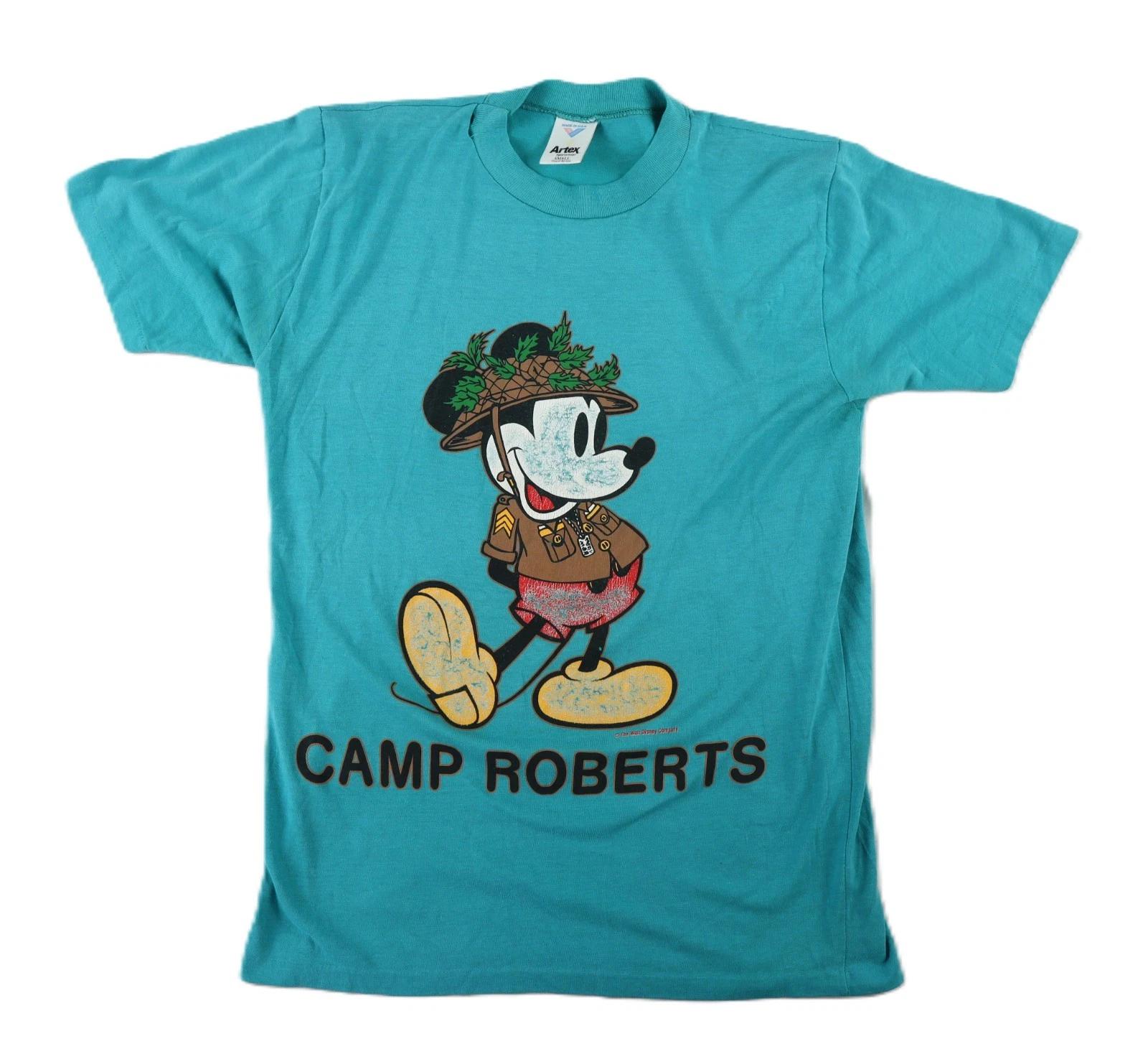 VTG 80s 90s USA Small Mickey Mouse Disney Camp Roberts National Guard T Shirt XL
