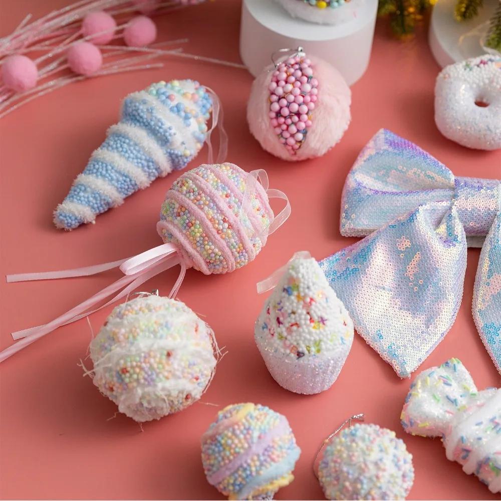 Ice Cream Colorful Christmas Pendant Candy Cane Festive Christmas Drop Ornaments Pendant Party Home Wall Shop Decoration