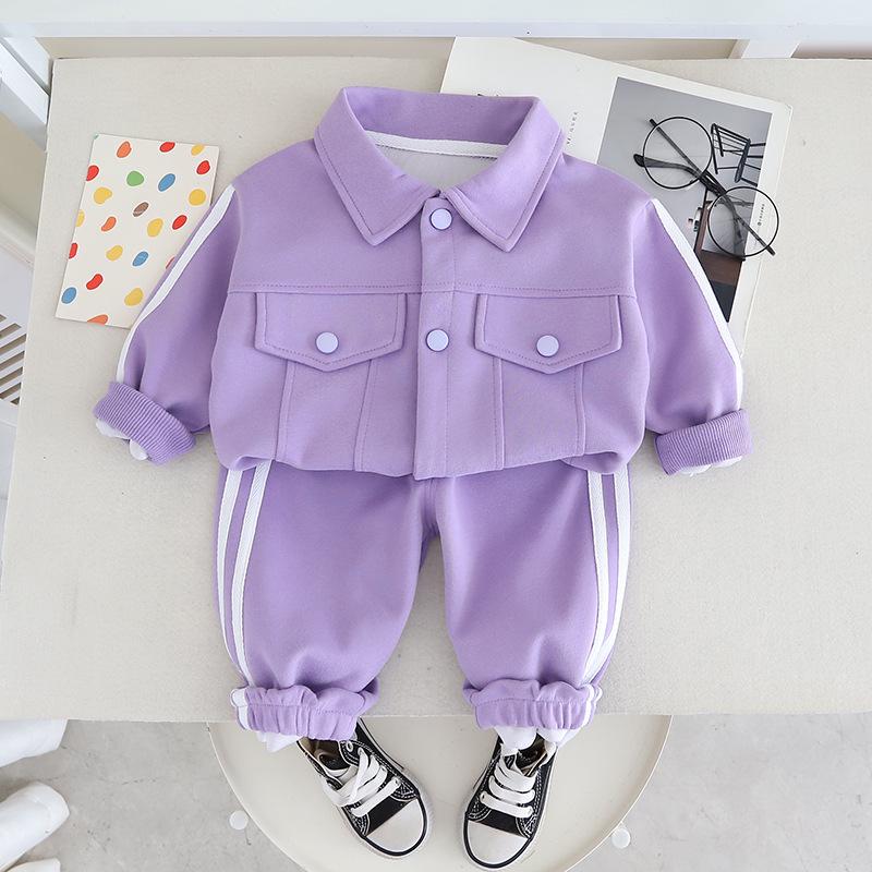 

Весна и Осень 2025 Милый спортивный костюм-двойка для девочек 80cm-120cm (5 pieces per set) фиолетовый