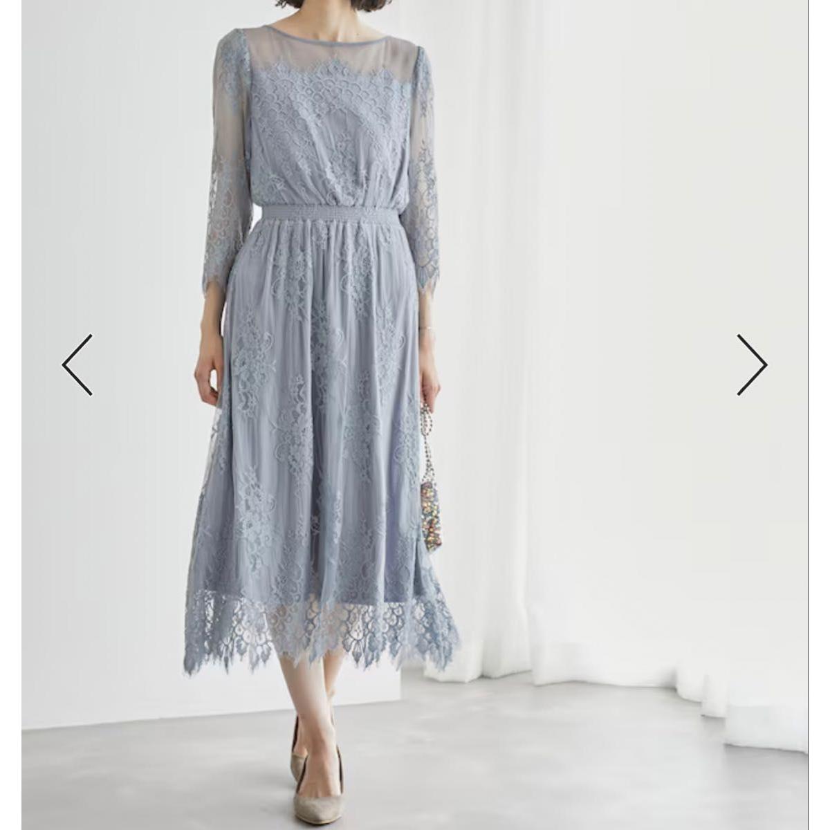 ROPE PICNIC Lace Dress Grayish Blue 36 Party After-Party