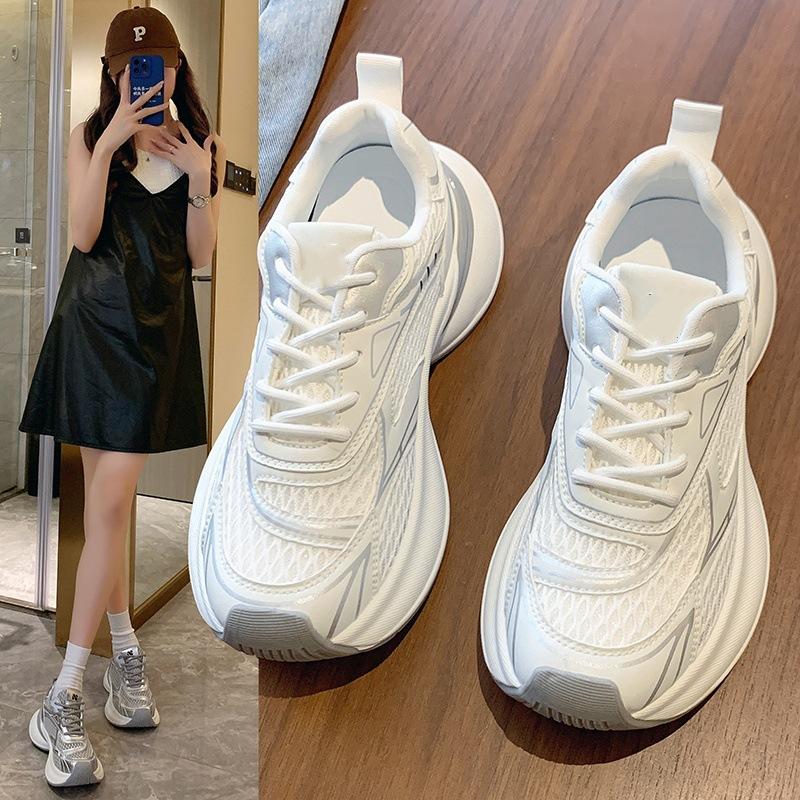 Trendy Shoes Platform Dad Shoes Women's 2025 New Spring and Autumn Mesh Breathable Lightweight Soft Sole Casual Sports Shoes