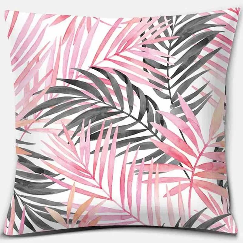 Home Decor Pink Printed Square Polyester Pillowcase Car Sofa Cushion Cover For Bedroom Living Room Sofa X