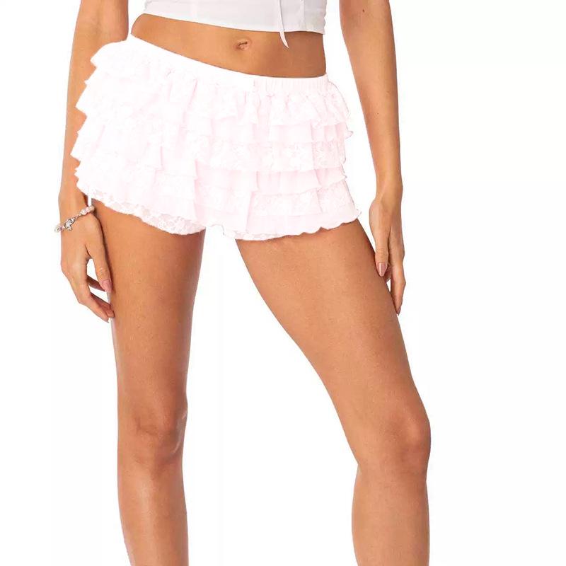 

Трендовые кружевные многослойные брюки-юбка 2025 - Сексуальное и стильное мини для пикантного образа (ОК83) Extra Small белый