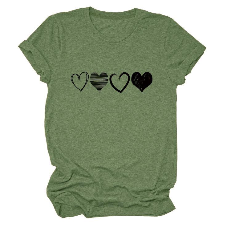 Fashion Trends Four Different Hollow-Out Love Women's Crew Neck Short Sleeve T-Shirts