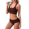 Plus Size Women's Sports Yoga Bra & Brief Set - Sexy, Wireless, Beautiful Back Design