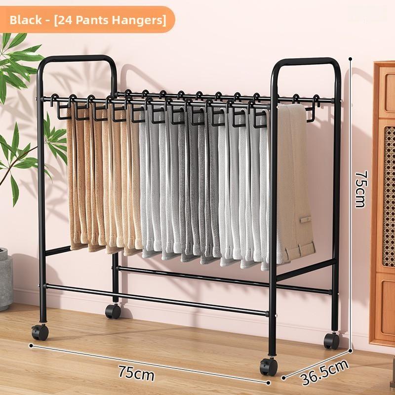 Iron Art Pants Storage Rack Stand Mobile Closet Hanging Drying Pants Multi-Functional Wardrobe Organizer Children's Handmade