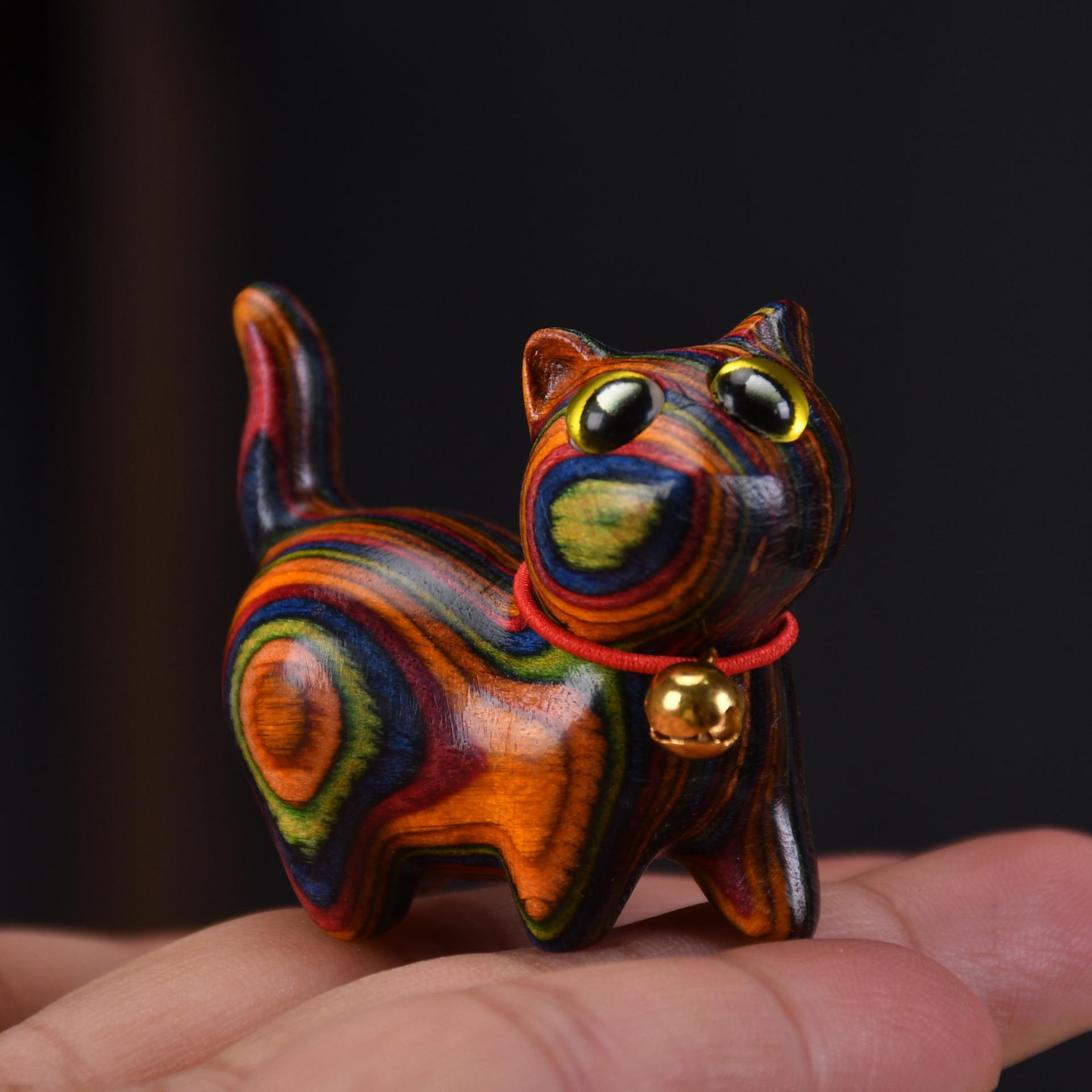 

Украшение «Любопытный котенок» из сандалового дерева: Милая, Креативная Мини Деревянная Фигурка Животного - Очаровательный Карманный Подарок