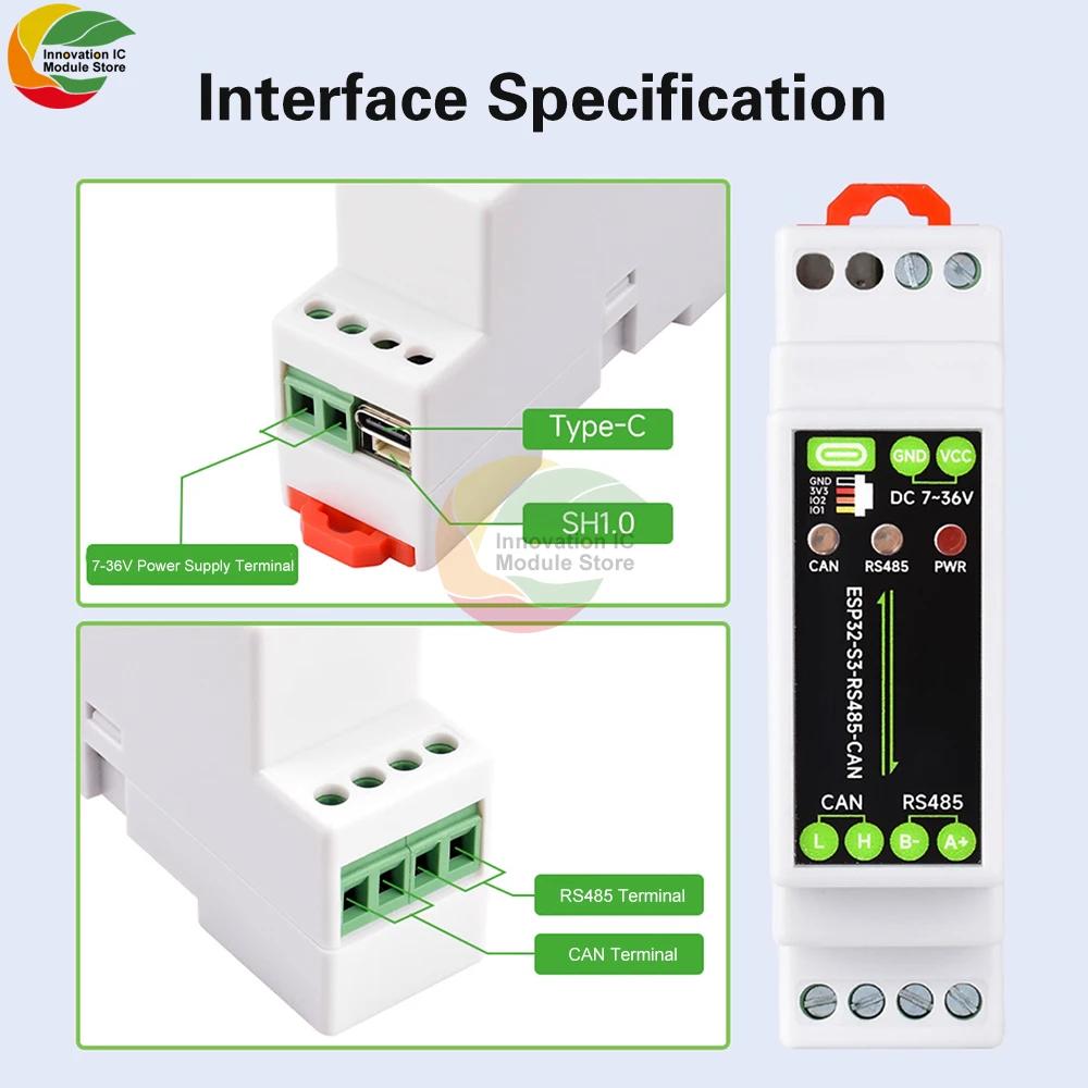Rs485 Can Communicator ESP32-S3-RS485-CAN 1-Channel Wifi Bluetooth Relay Industrial Control Board Type C Interface
