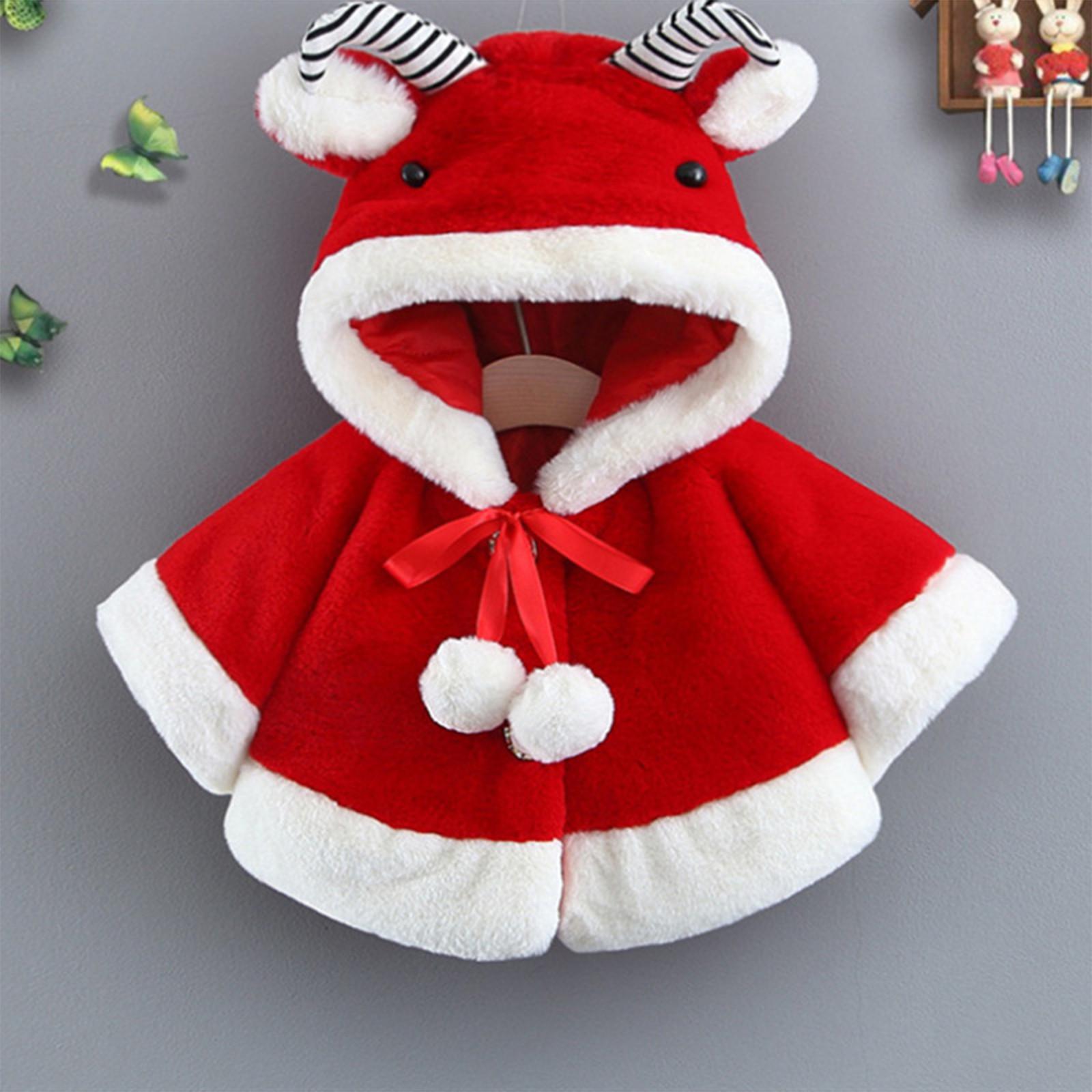 

Зимняя искусственная накидка с героями мультфильмов для маленьких мальчиков и девочек, ветрозащитное пальто, теплый плащ с капюшоном 110 красный