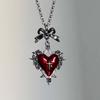Collier Pendentif Cœur Croix Épineuse Géométrique Pour Femmes Unique Rétro Doux Nœud Papillon Chaîne de Clavicule Style Gothique Punk Bijoux Cadeau