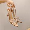 2025 Spring/Summer New High Heels, Fine Heels, Water Diamond French Style Celebrity One Belt Fairy Style Sandals for Women