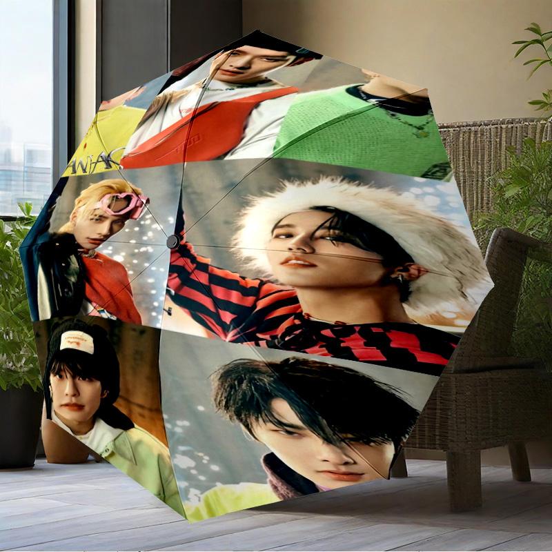 K-pop Group Stray Umbrella Folding umbrella, automatic umbrella 8-Frame for Travel, camping Use Gift for Halloween Christmas