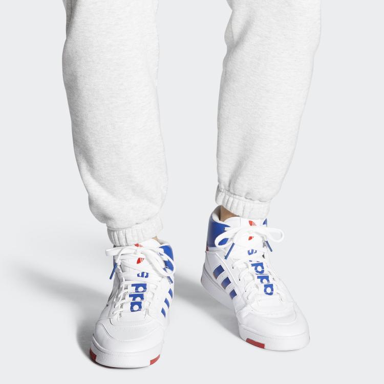 Adidas Originals Drop Step Non-Slip Durable High-Top Skate Shoes Unisex Skate Shoes White Blue FW2038