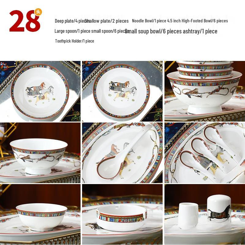 

Zhishi 28-Piece Jingdezhen Bone China Dinnerware Set