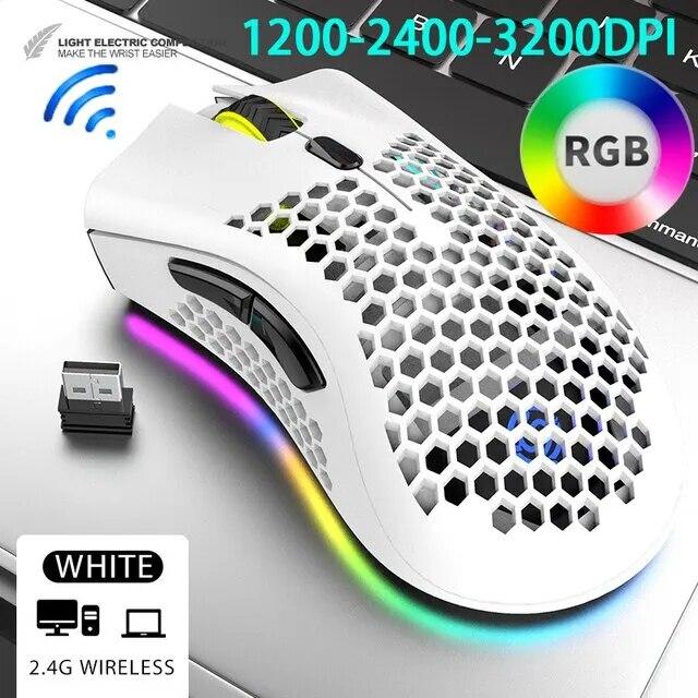 Rechargeable Gaming Mouse USB 2.4G Wireless RGB Light Honeycomb Gaming Mouse Desktop PC Computers Notebook Laptop Mice