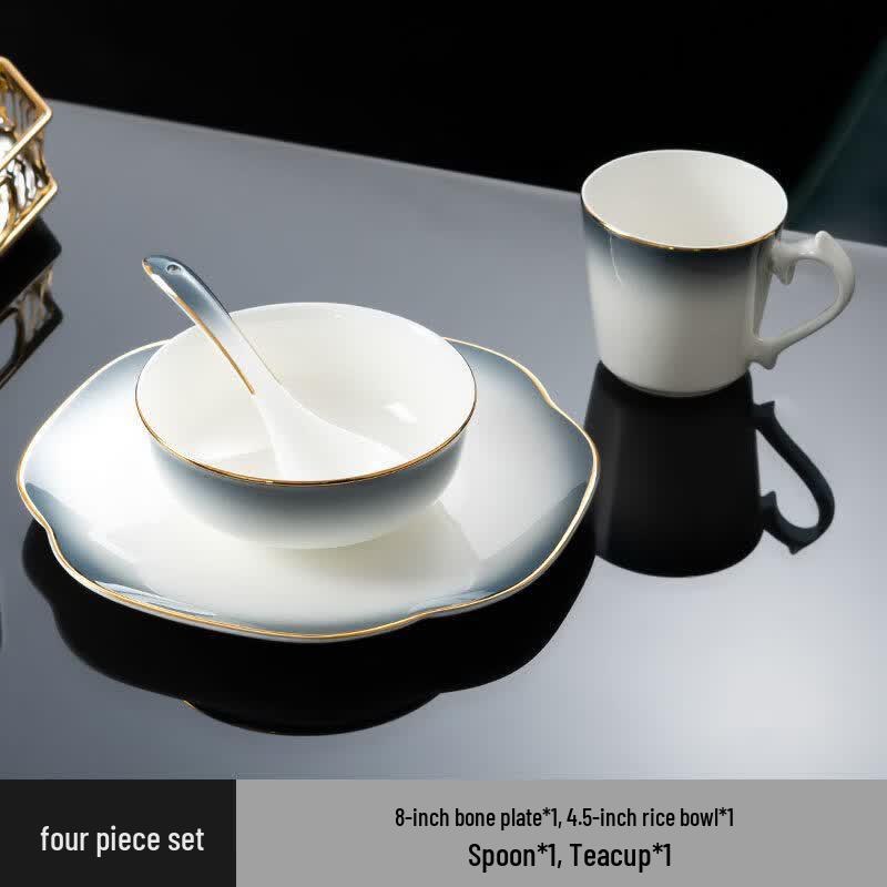 Ru Han New Chinese Style Gradient Grey Bone China Dinnerware Set
