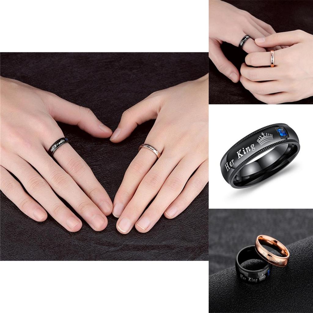 Ihre Sein König Königin Strassbesetzte Krone Edelstahlring für Liebende