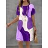 Vestidos de verano para mujer, cuello redondo, manga corta, estampado de rayas irregulares, jersey holgado, ropa de calle