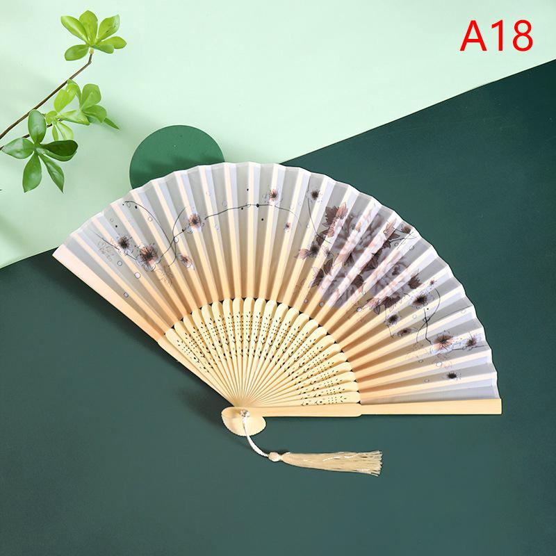 Ventilador Portátil de Mão Dobrável Estilo Chinês Adereços de Dança Ventilador de Concha Retrô Mulher Homem Madeira de Bambu Seda Flor Ventilador Dobrável