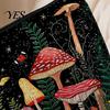 Secure Zipper Storage Bag Bag, with Mushroom Star Moon Print, Lightweight Black Pouch Wear-Resistant Cosmetic for Menstrual Supplies Coin Keys