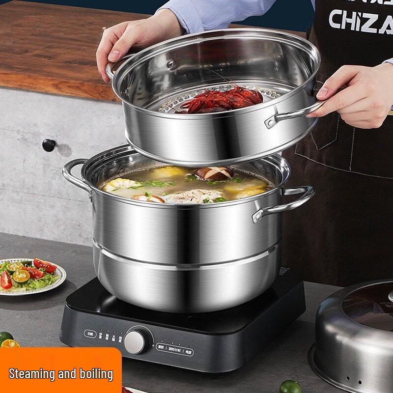 ZISIZ 3-Layer Stainless Steel Steamer Pot