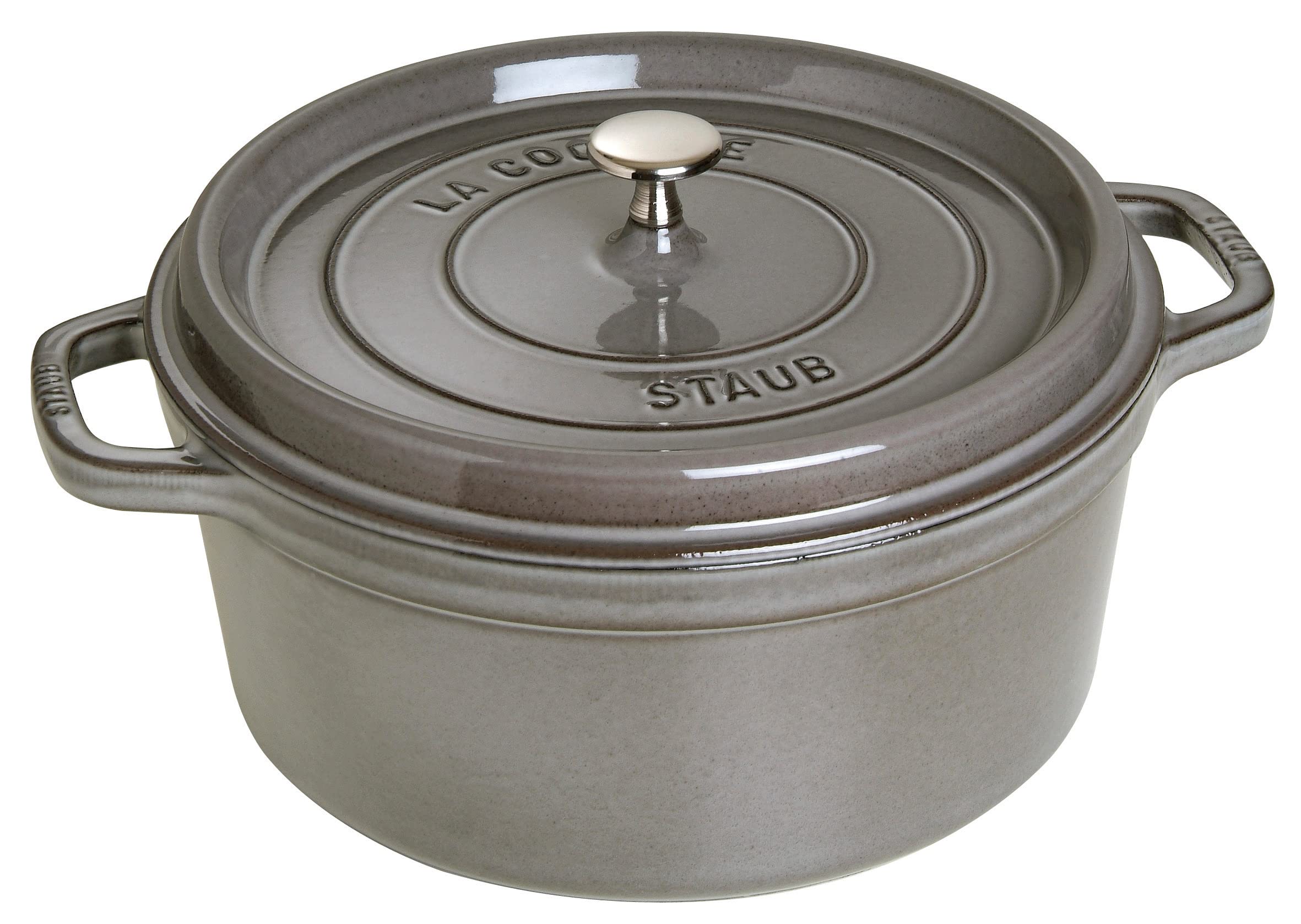 

Staub Round Grey Large Hand Cast Enamel Pot IH Compatible Japanese La Cocotte Round Cocotte 28cm [Авторизований продукт] 40509-314 сірий колір