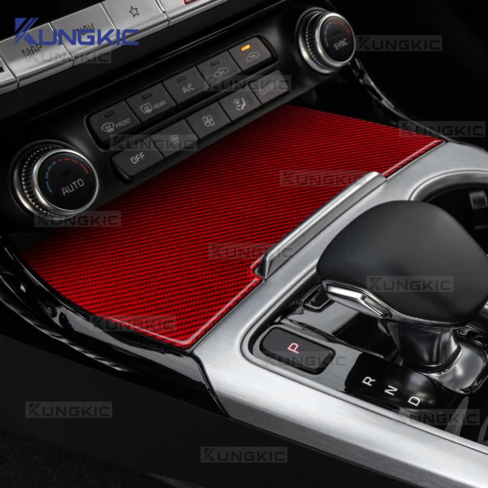 For KIA Stinger 2019 2020 2021 2022 2023 Real Soft Carbon Fiber Sticker LHD Car Gear Shift Storage Box Interior Accessories