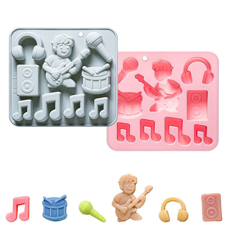 9-Hole Music Festival Theme Silicone Mold Musical Notes, Audio, Microphone Fondant Candy Chocolate Mould Cake Decorating Tools