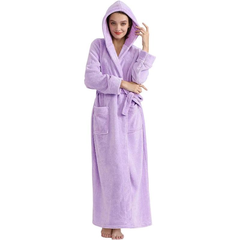 

Свободный длинный толстый банный халат с капюшоном, зимний толстый женский банный халат из плюша и флиса, теплая удобная одежда для сна для женщин, халат XL