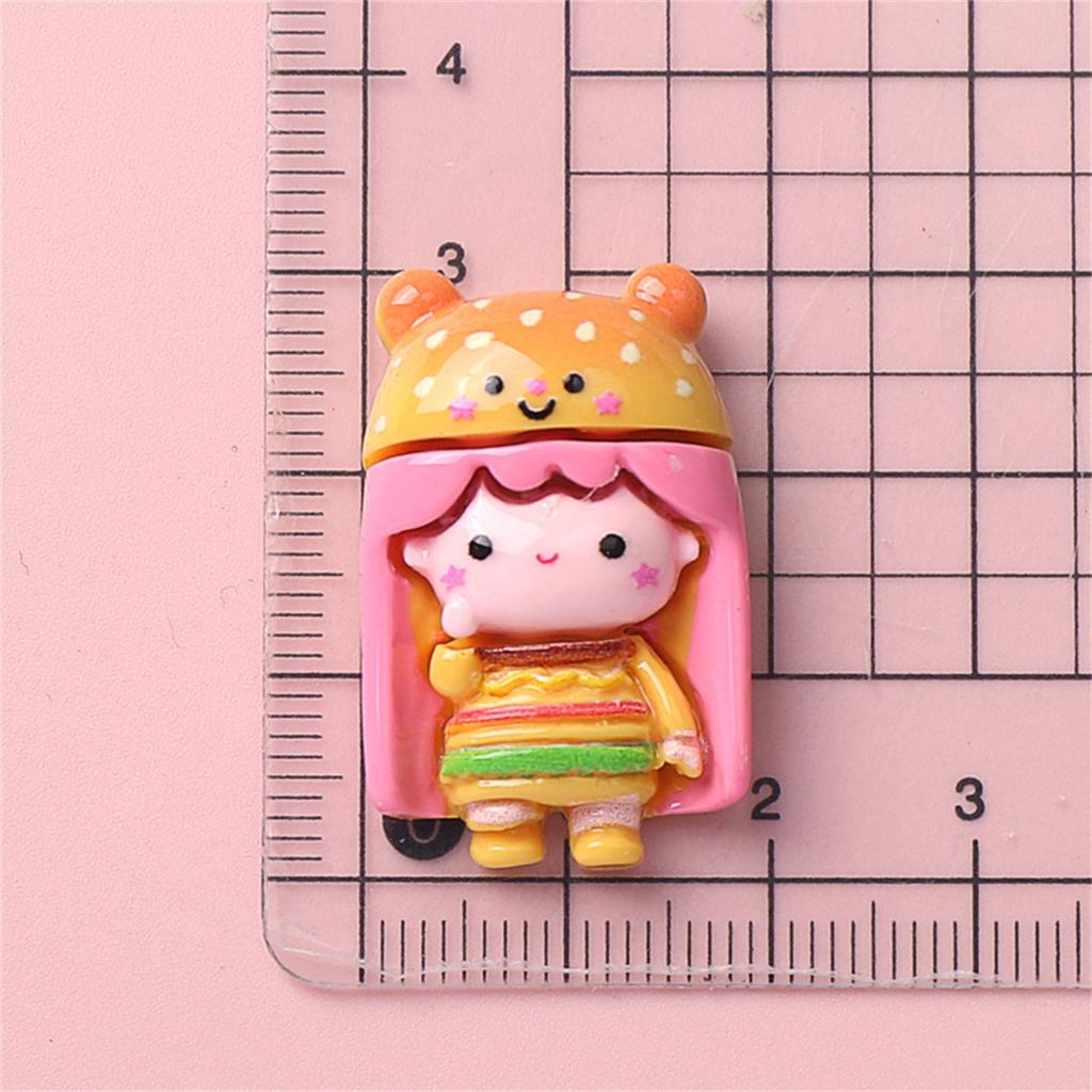 5PCS Resin Colorful Princess Burger Donut Star Cartoon Man Flat Back Stone Figurines Scrapbook DIY Bow Decor Accessories Crafts