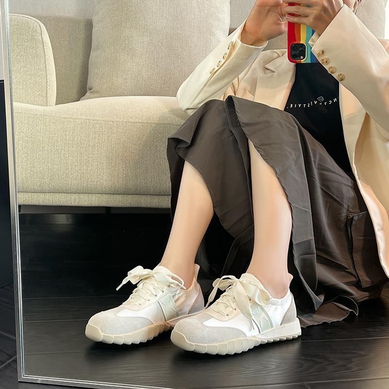 Grape Mom Studiolee Ballet Soft Sole Splicing Satin Versatile Sports Forrest Gump Casual Shoes Little White Shoes