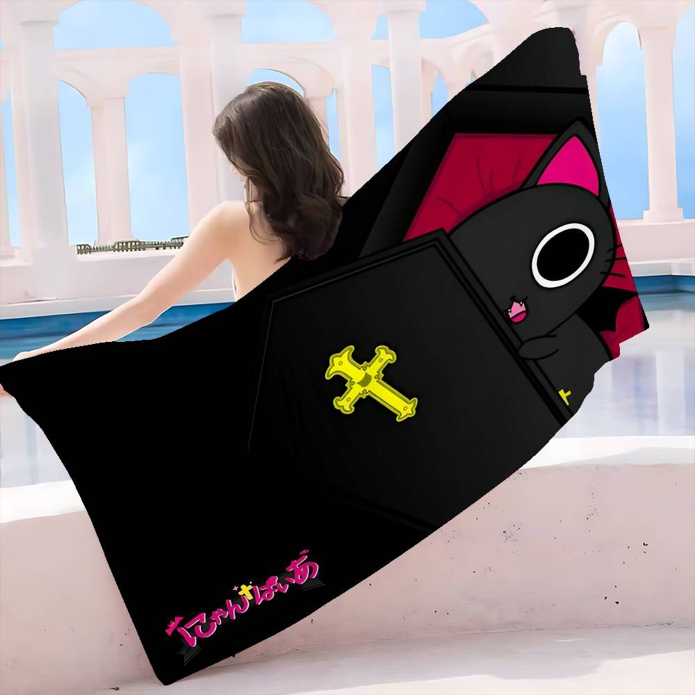 

1pc Anime Cartoon Nyanpire Microfiber Blanket Quick Drying Beach Towels Oversized Printing Super Absorbent Pool Towel Blanket W40*H60(CM)