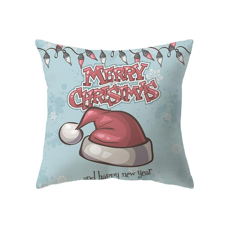 Cute Santa Claus Christmas Theme Printed Pattern Cushion Cover Home Living Room Sofa Decoration Square Pillow Pillow Cover