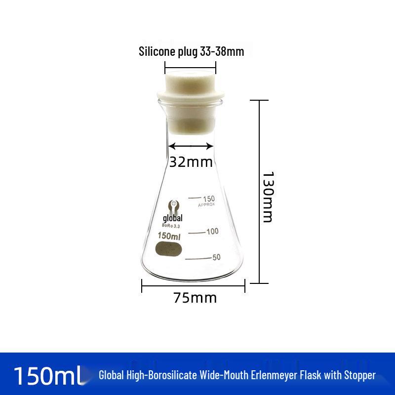 Heat-Resistant Thick Glass Triangular Flask with Silicone Stopper