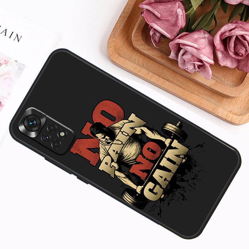 No Pain No Gain Gym Fitness Case For Xiaomi Redmi Note 13 Pro 14 12 11 9 10 9S 10S 11S 12S Redmi 12C 13C 14C 10C Cover