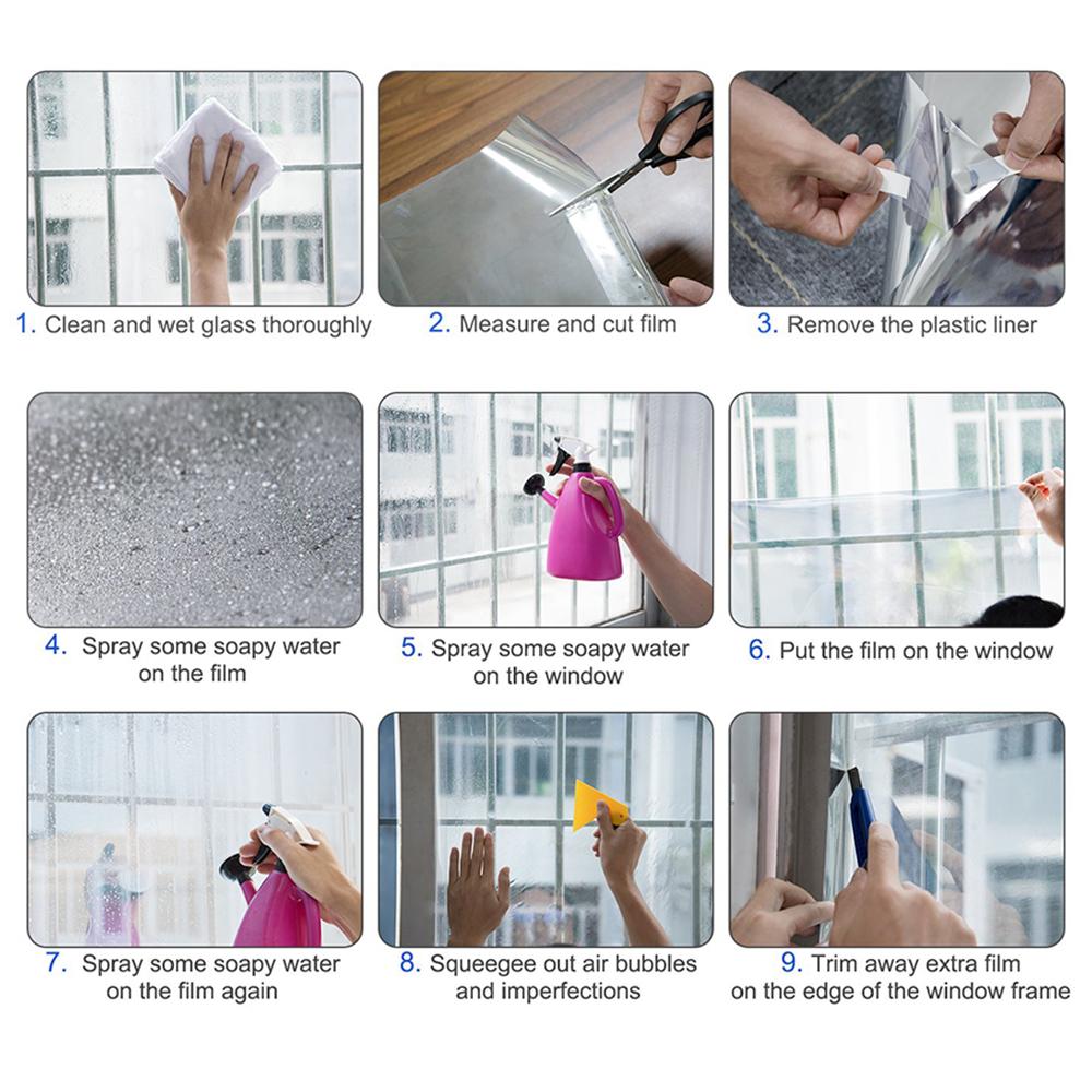 50x100cm Sichtschutzfolie für Fenster Büro Zuhause Balkon Einseitig UV-Schutz Statisch haftend Glasfolie