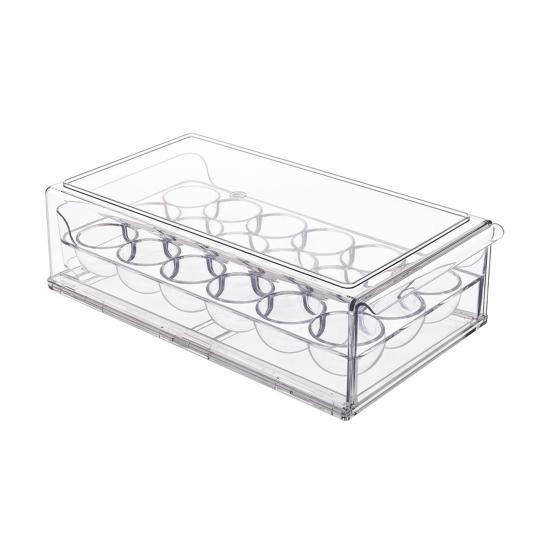 Boîte de Rangement pour Œufs Grande Capacité 36 Œufs Conception à Tiroir à Deux Niveaux Organisateur Transparent pour Réfrigérateur